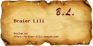 Braier Lili névjegykártya